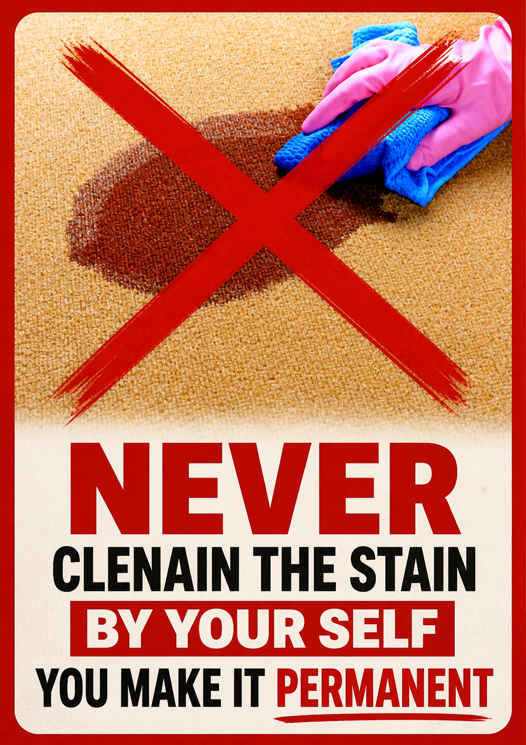 Do not clean rug stains yourself warning